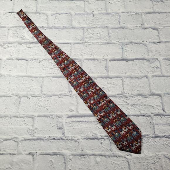 Dunhill Silk Primitive Horse & Elephant Print Tie - Picture 8 of 14